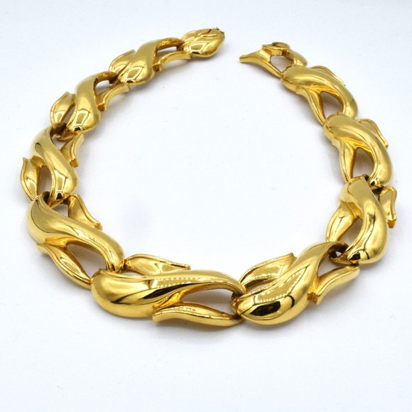 Vintage Givenchy Chunky Necklace Gold Tone - Picture 2 of 7